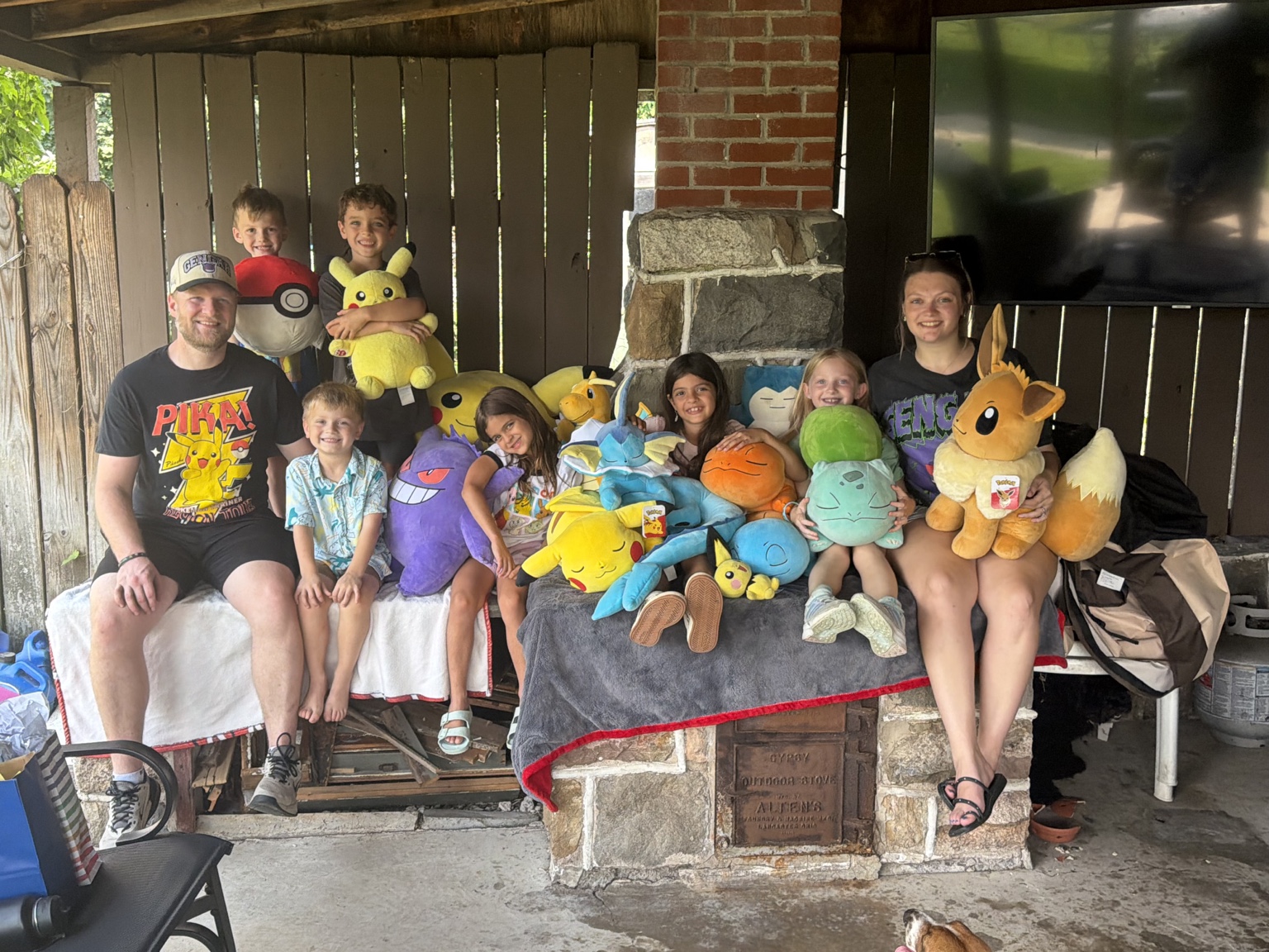 The Joline family together with their Pokémon collection